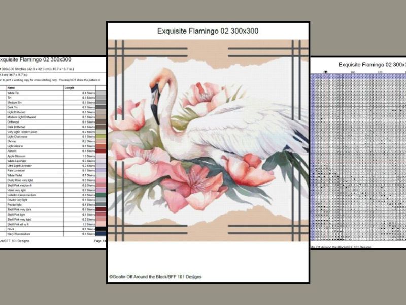 Free Exquisite Flamingo 02 Cross Stitch&nbsp;Pattern