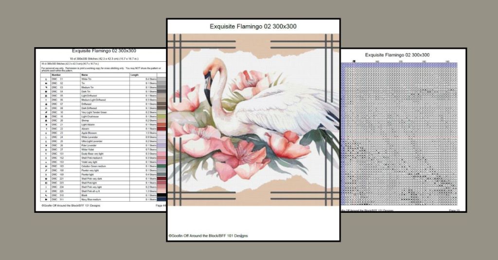 Free Exquisite Flamingo 02 Cross Stitch&nbsp;Pattern