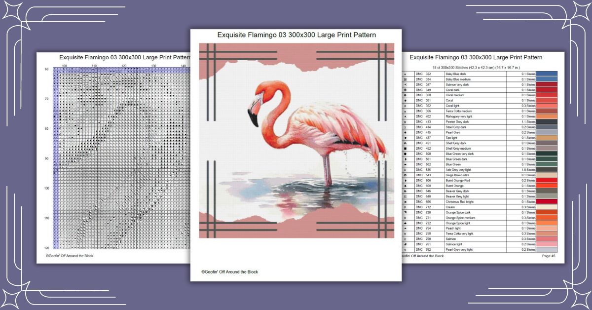Free Exquisite Flamingo 03 Cross Stitch Pattern