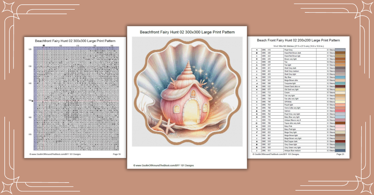 Free Beach Front Fairy Hunt 02 Cross Stitch Pattern