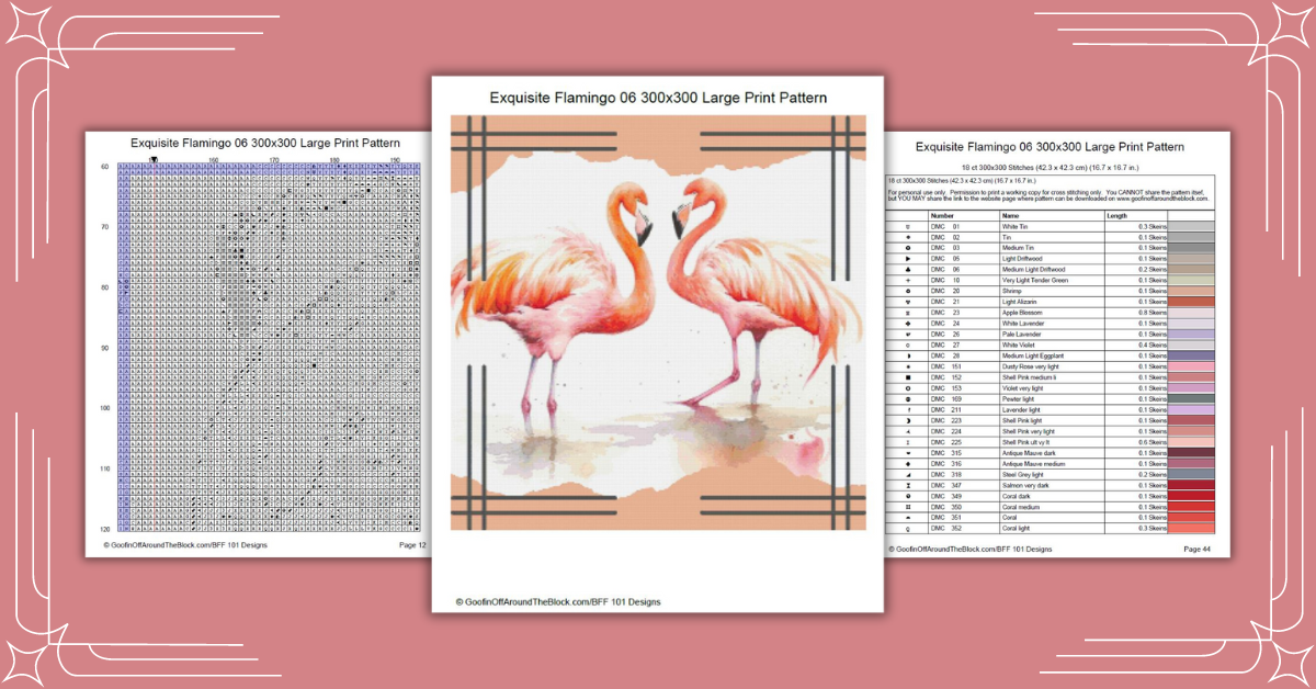 Free Exquisite Flamingo 06 Cross Stitch Pattern