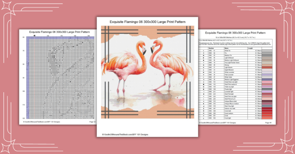 Free Exquisite Flamingo 06 Cross Stitch&nbsp;Pattern