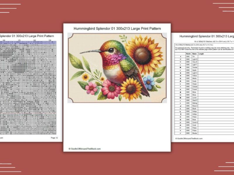 Free Hummingbird Splendor 01 Cross Stitch&nbsp;Pattern