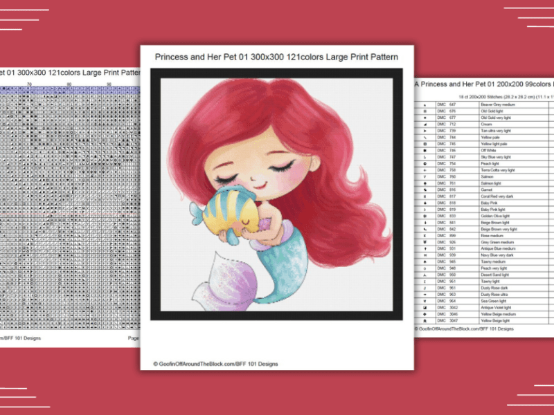 Free Princess and Her pet 01 Cross Stitch&nbsp;Pattern