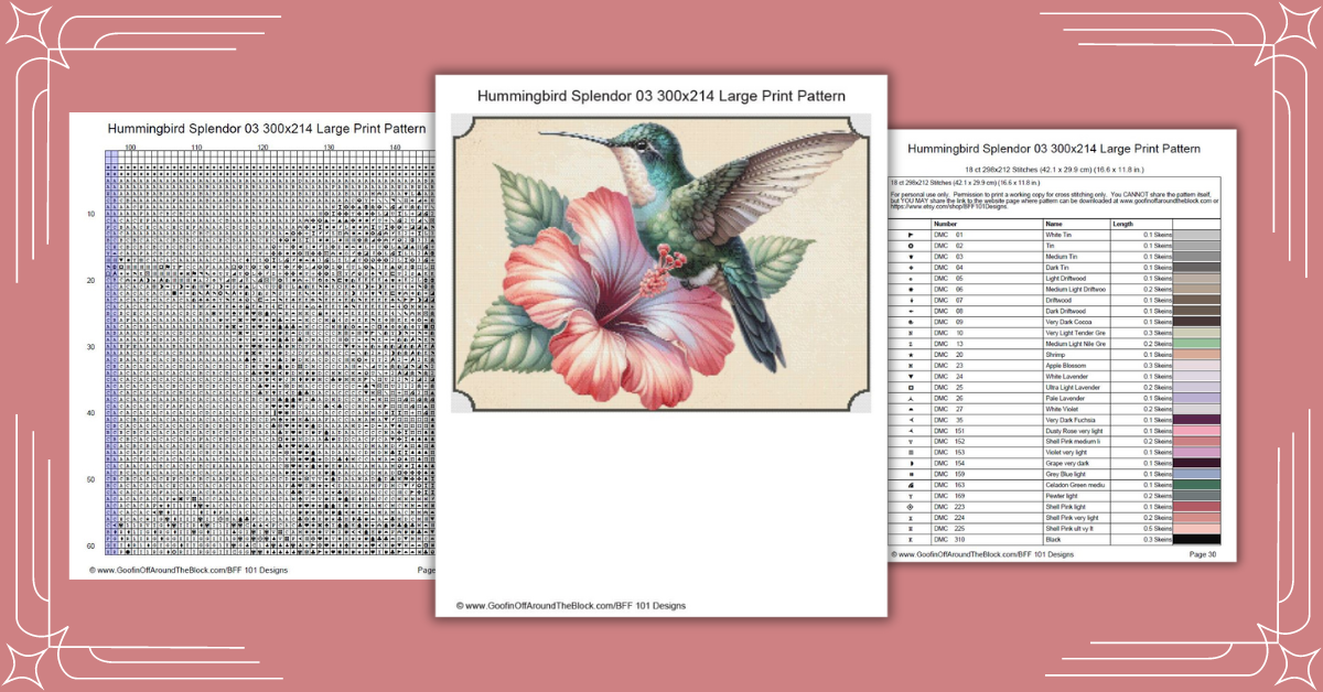 Free Hummingbird Splendor 03 Cross Stitch Pattern