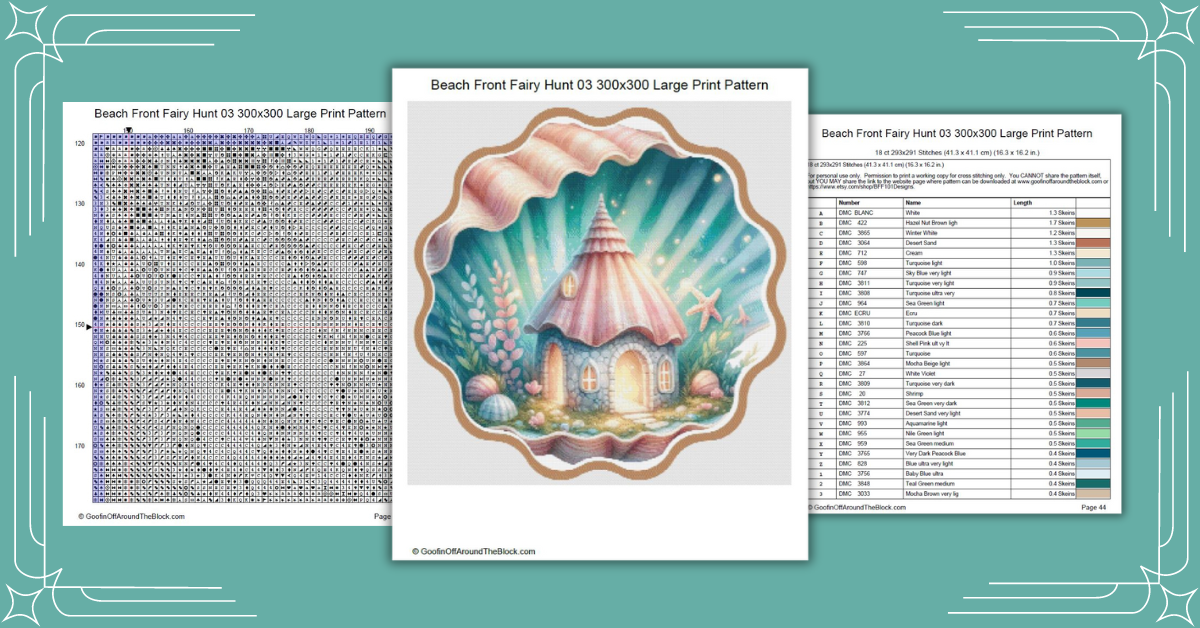 Free Beach Front Fairy Hunt 03 Cross Stitch Pattern