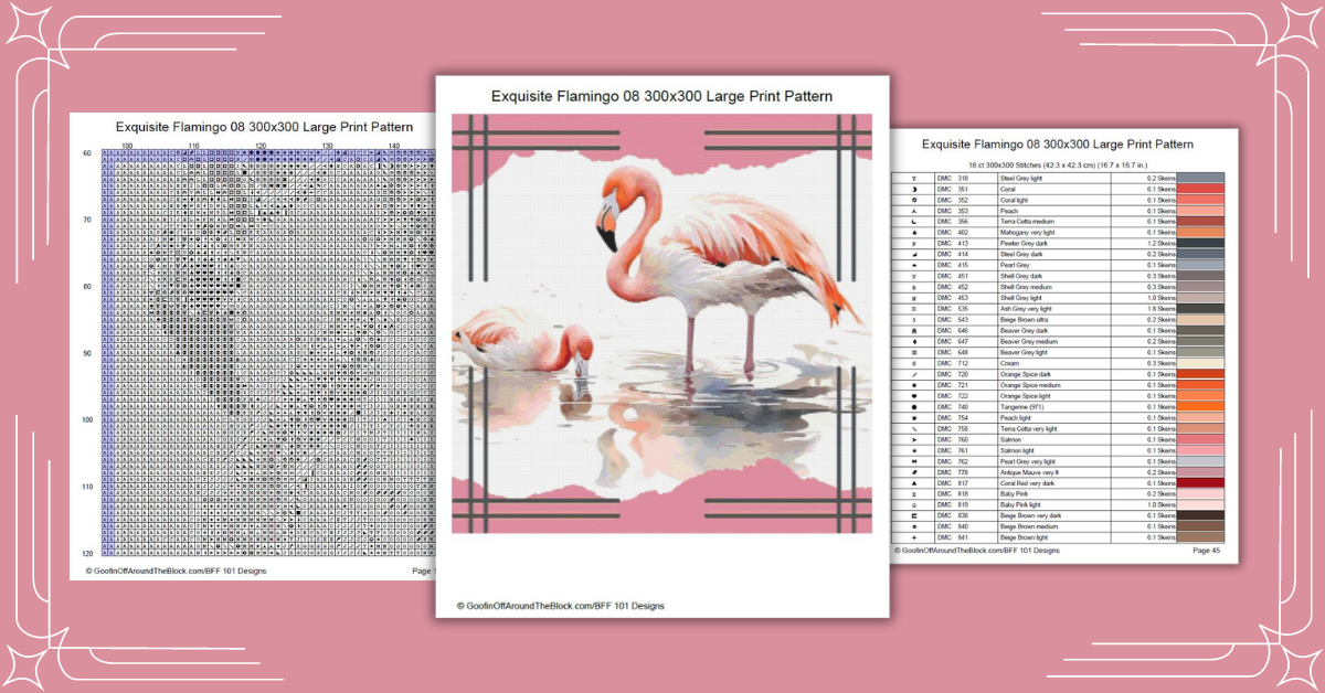 Free Exquisite Flamingo 08 Cross Stitch Pattern