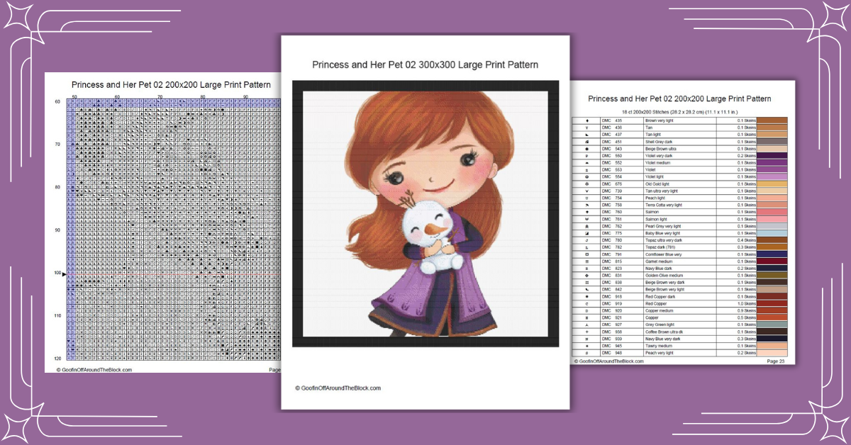 Free Princess and Her pet 02 Cross Stitch Pattern