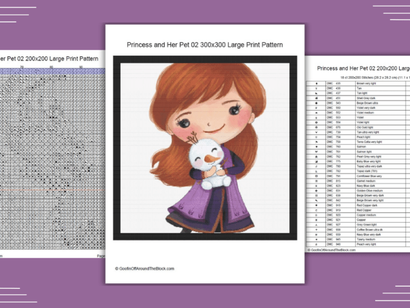 Free Princess and Her pet 02 Cross Stitch&nbsp;Pattern