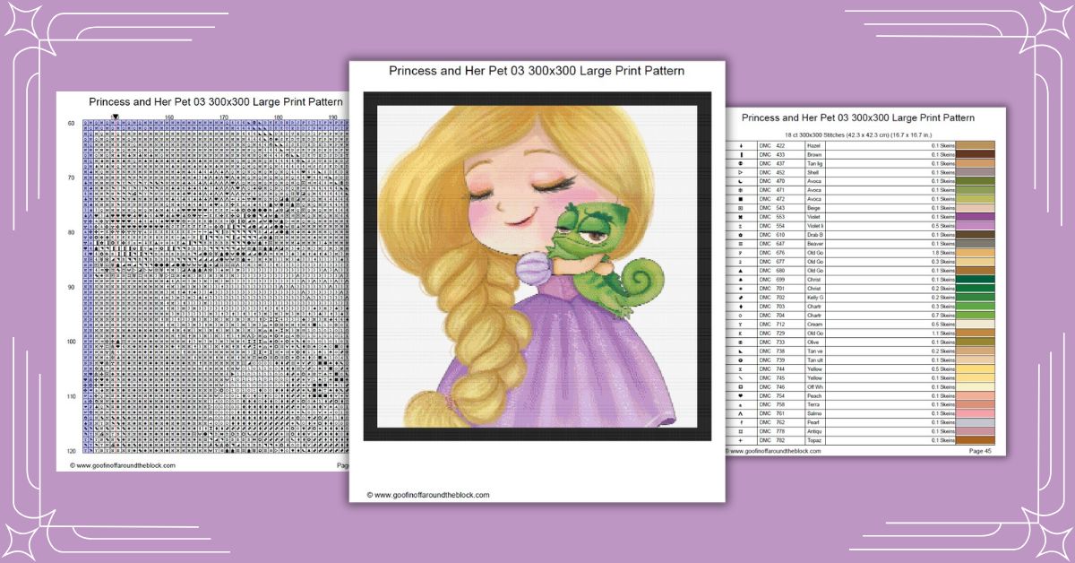 Free Princess and Her Pet 03 Cross Stitch Pattern
