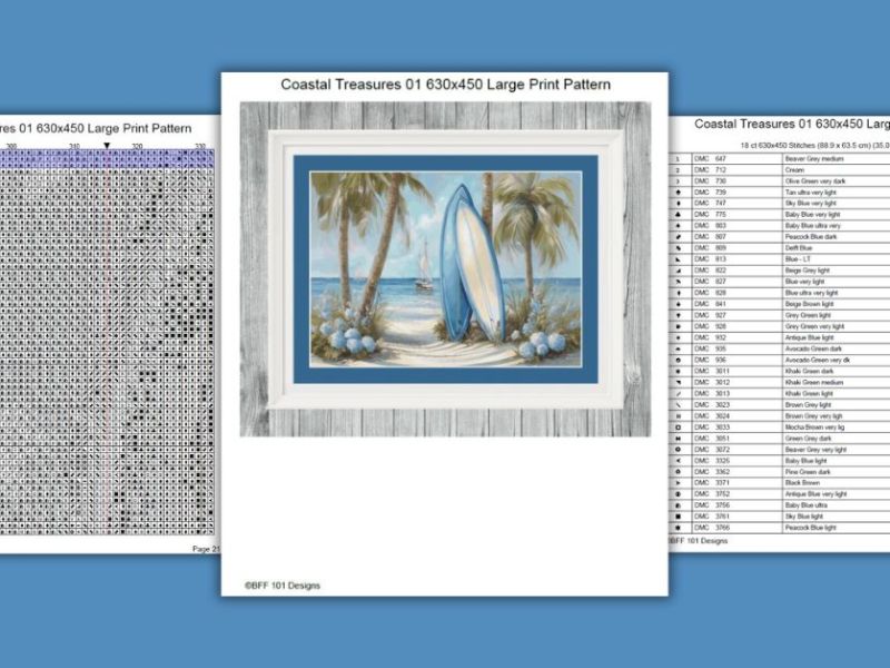 Coastal Treasures 01: Surfboards and Sailboats — A Free Coastal Cross Stitch&nbsp;Pattern