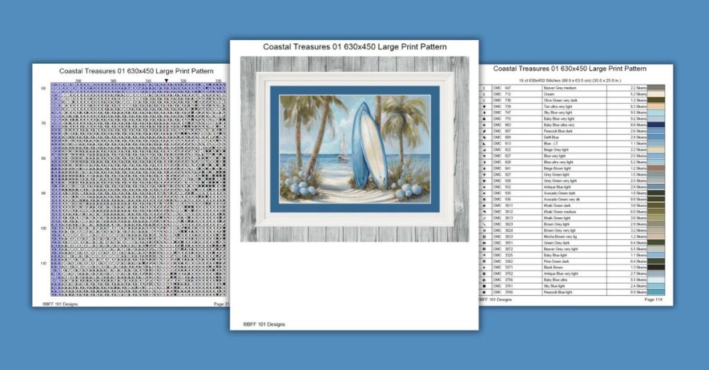 Coastal Treasures 01: Surfboards and Sailboats — A Free Coastal Cross Stitch&nbsp;Pattern